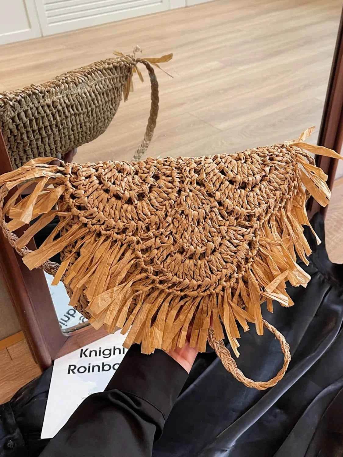 Straw Braided Fringe Shoulder Bag for a perfect OOTD – dress to impress outfits from Amexza