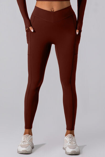 High Waist Active Leggings with Pockets Brown for a perfect OOTD – dress to impress outfits from Amexza