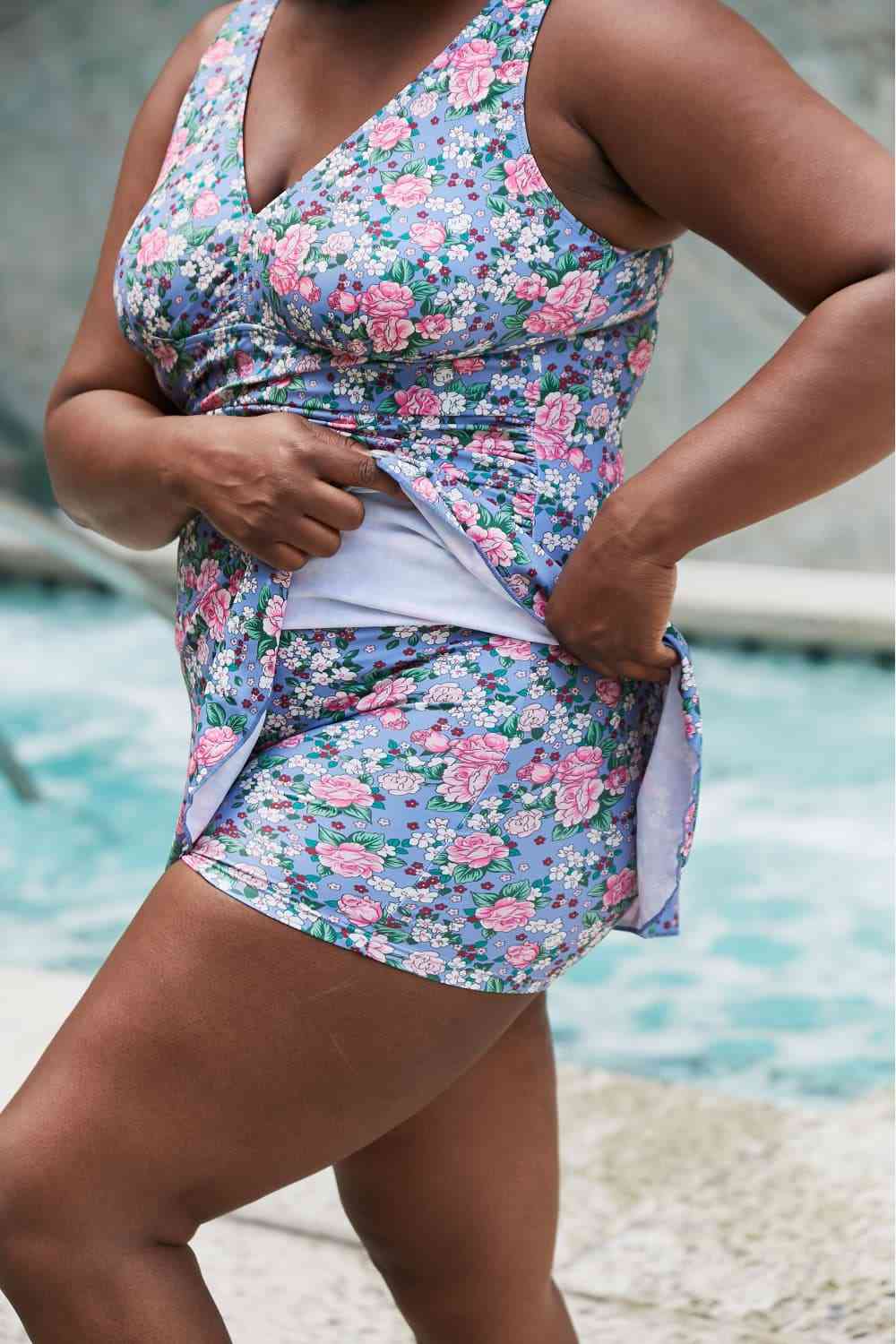 Marina West Swim Full Size Clear Waters Swim Dress in Rose Sky for a perfect OOTD – dress to impress outfits from Amexza