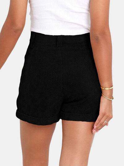 Full Size High Waist Shorts with Pockets Black for a perfect OOTD – dress to impress outfits from Amexza