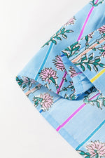 Smocked Floral Print Tie Neck Blouse - Amexza