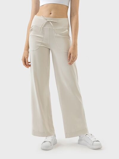 Millennia Drawstring Active Pants with Pockets Cream for a perfect OOTD – dress to impress outfits from Amexza