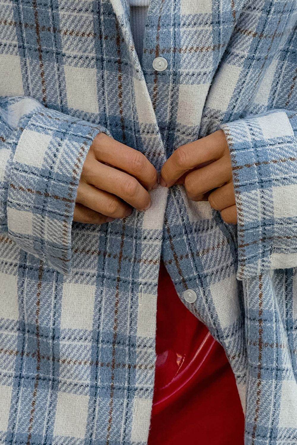 Plaid Button Up Long Sleeve Jacket for a perfect OOTD – dress to impress outfits from Amexza