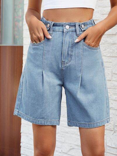 High Waist Denim Shorts with Pockets Light for a perfect OOTD – dress to impress outfits from Amexza