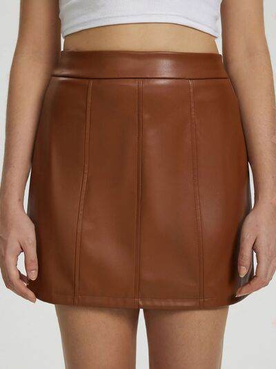 Mini Skirt with Zipper Brown for a perfect OOTD – dress to impress outfits from Amexza