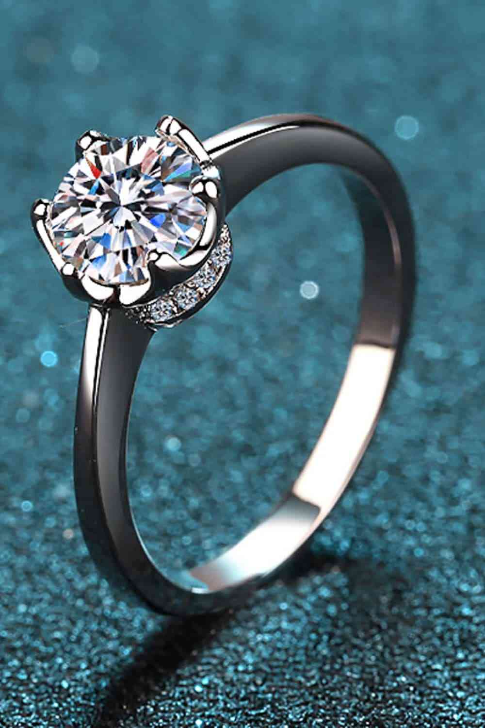 1 Carat Moissanite Rhodium-Plated Solitaire Ring for a perfect OOTD – dress to impress outfits from Amexza