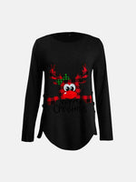 Full Size Reindeer Round Neck Long Sleeve T-Shirt - Amexza