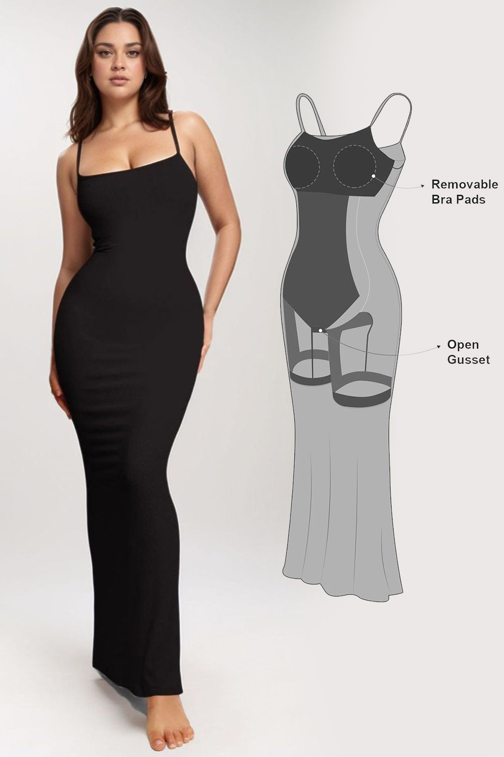 Basic Bae Built-In Shapewear Sleeveless Maxi Dress - Black / S