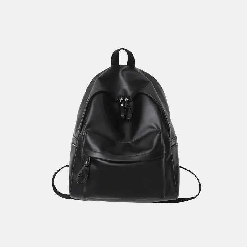 PU Leather Zip Backpack Bag Black One Size for a perfect OOTD – dress to impress outfits from Amexza