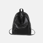 PU Leather Zip Backpack Bag Black One Size for a perfect OOTD – dress to impress outfits from Amexza