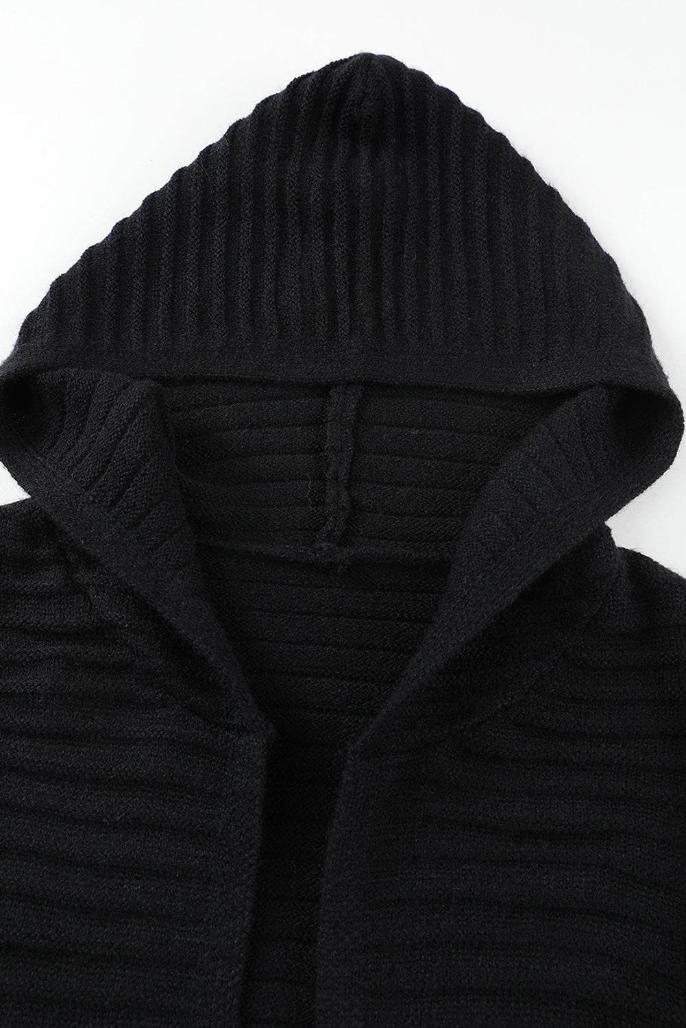 Open Front Longline Hooded Cardigan - Amexza