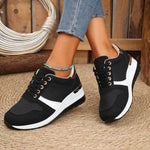 Lace Up Wedge Sneakers Black for a perfect OOTD – dress to impress outfits from Amexza
