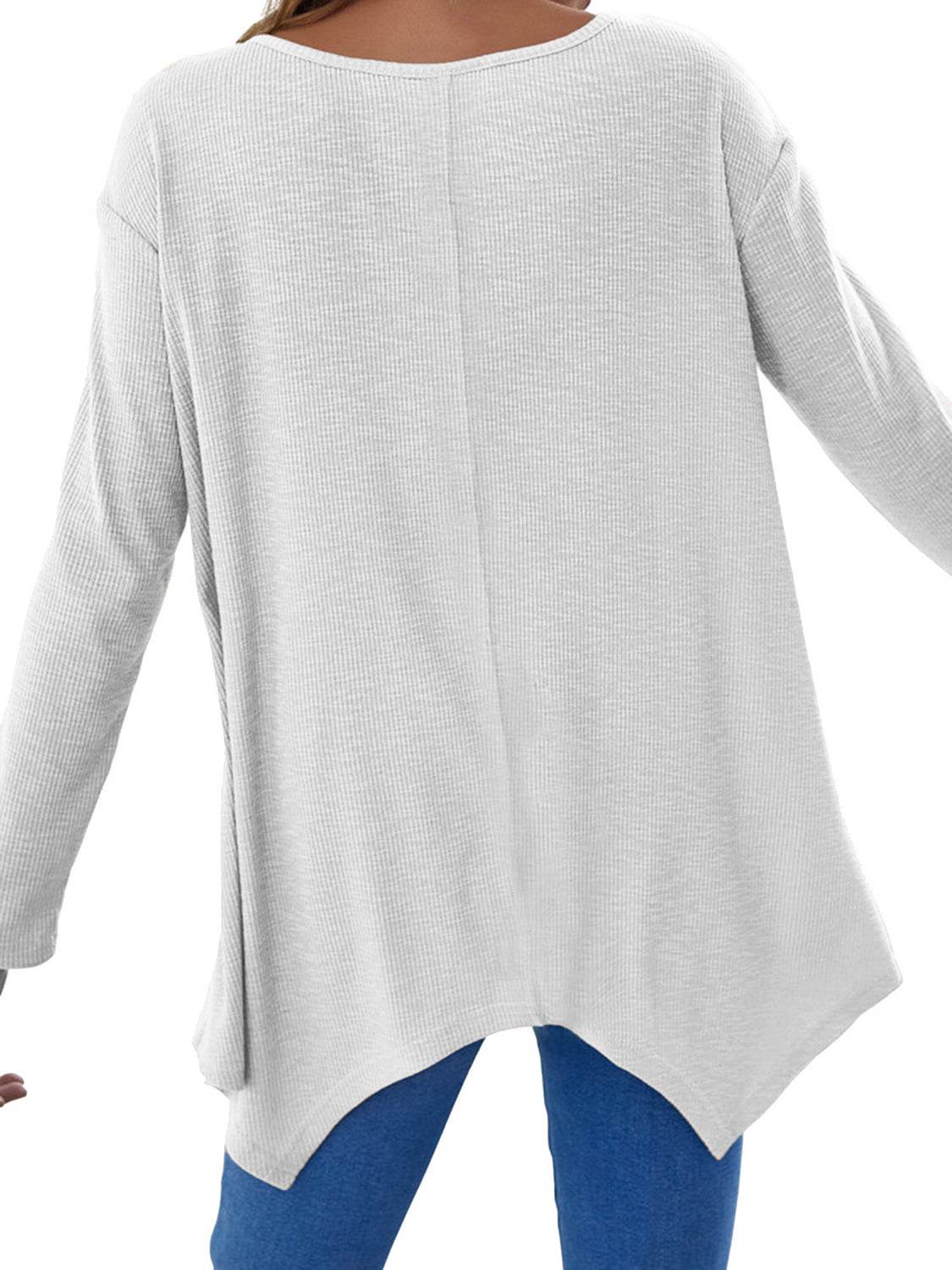 Full Size V-Neck Long Sleeve T-Shirt for a perfect OOTD – dress to impress outfits from Amexza