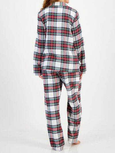 Plaid Collared Neck Button Up Top and Pants Lounge Set for a perfect OOTD – dress to impress outfits from Amexza