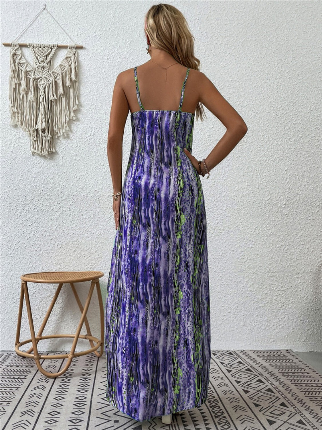 Full Size Printed Scoop Neck Maxi Cami Dress