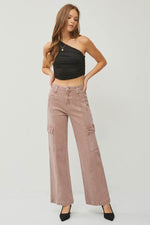 RISEN Full Size High Rise Wide Leg Cargo Jeans - Amexza