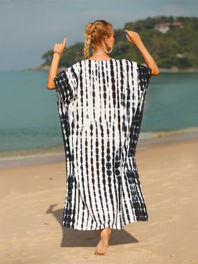 Tie-Dye V-Neck Half Sleeve Cover-Up for a perfect OOTD – dress to impress outfits from Amexza