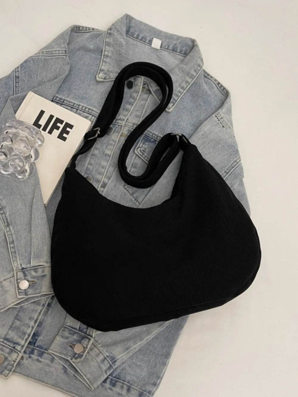 Ribbed Adjustable Strap Shoulder Bag for a perfect OOTD – dress to impress outfits from Amexza