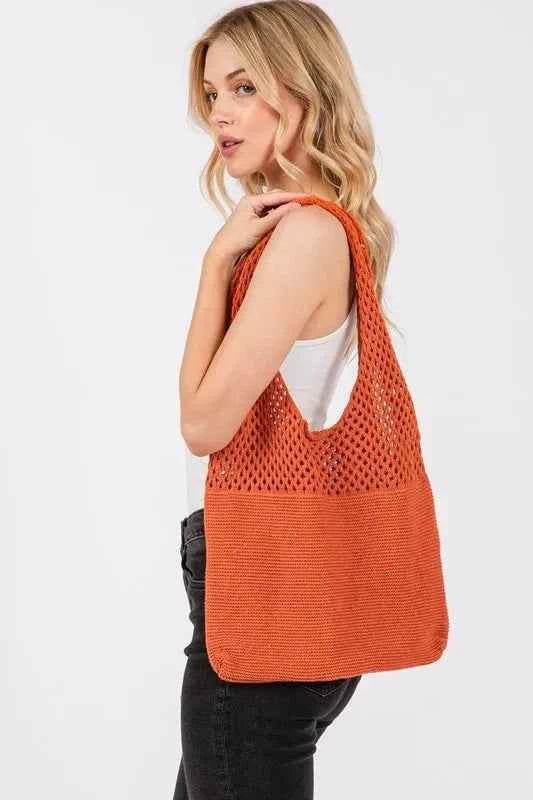 Fame Half Pointelle Knit Tote Bag for a perfect OOTD – dress to impress outfits from Amexza