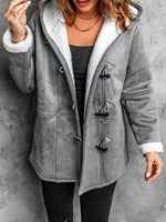 Full Size Pocketed Long Sleeve Hooded Toggle Jacket - Amexza