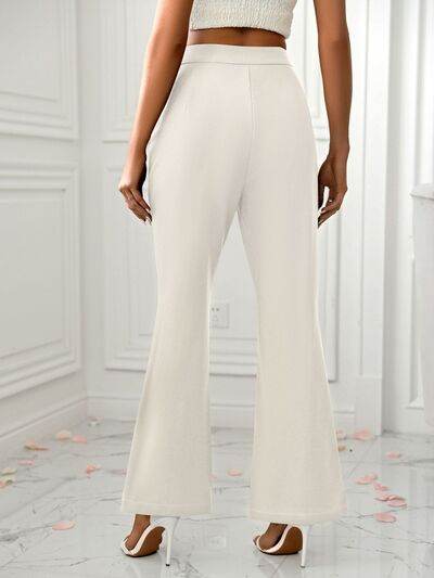 Slit Flare Pants with Pockets Ivory for a perfect OOTD – dress to impress outfits from Amexza