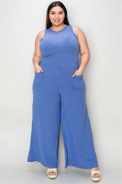 Basic Bae Full Size Ribbed Tank and Wide Leg Pants Set for a perfect OOTD – dress to impress outfits from Amexza