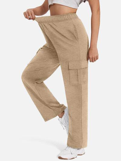 Pocketed High Waist Pants - Amexza