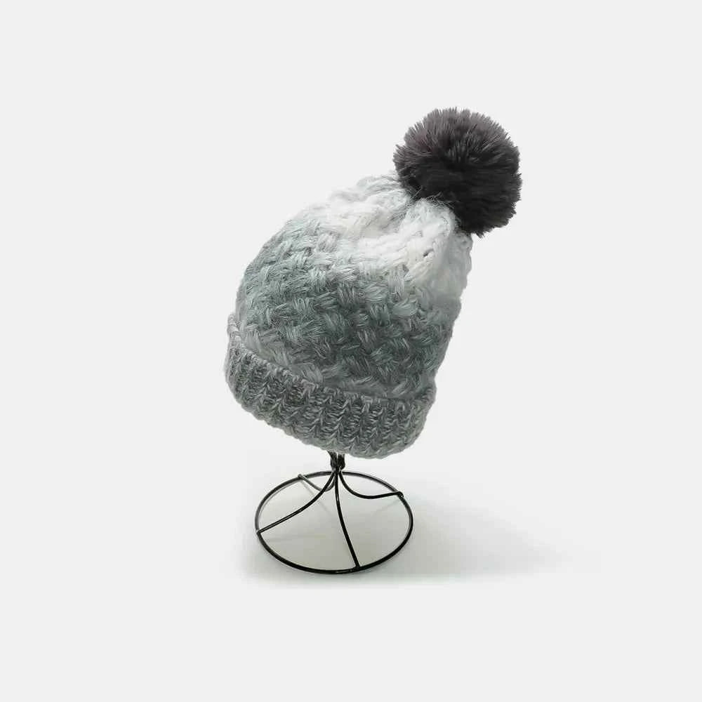 Gradient Knit Hat with Pompom Gray One Size for a perfect OOTD – dress to impress outfits from Amexza