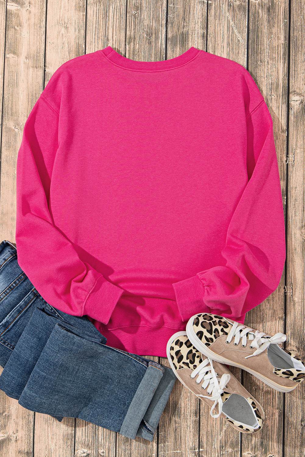 Heart Patch Long Sleeve Sweatshirt - Amexza