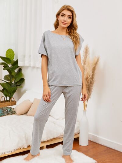 Boat Neck Top and Pants Lounge Set Gray for a perfect OOTD – dress to impress outfits from Amexza