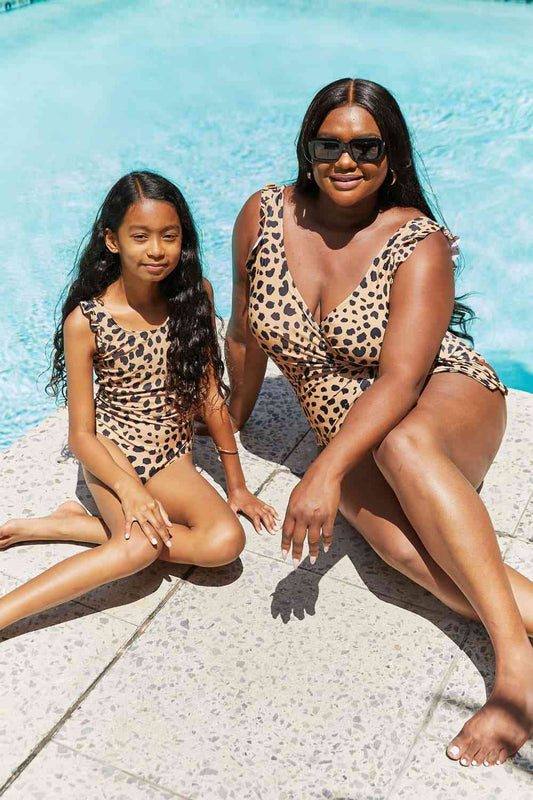 Marina West Swim Full Size Float On Ruffle Faux Wrap One-Piece in Leopard Leopard for a perfect OOTD – dress to impress outfits from Amexza