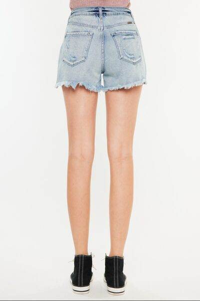 Kancan Distressed High Waist Denim Shorts with Pockets for a perfect OOTD – dress to impress outfits from Amexza