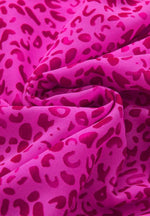 Ruched Leopard Mock Neck Long Sleeve Blouse - Amexza