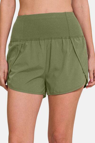 Zenana High-Waisted Zippered Back Pocket Active Shorts for a perfect OOTD – dress to impress outfits from Amexza