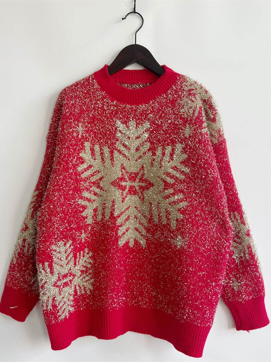 Christmas Element Round Neck Sweater - Amexza