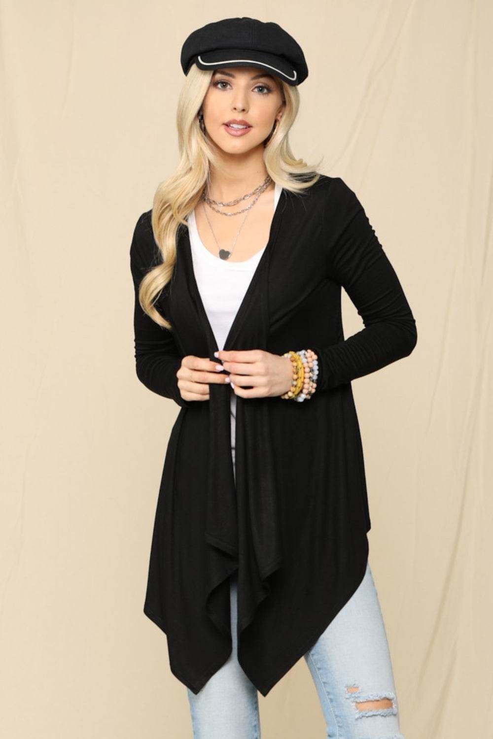 Celeste Full Size Open Front Knit Cardigan for a perfect OOTD – dress to impress outfits from Amexza