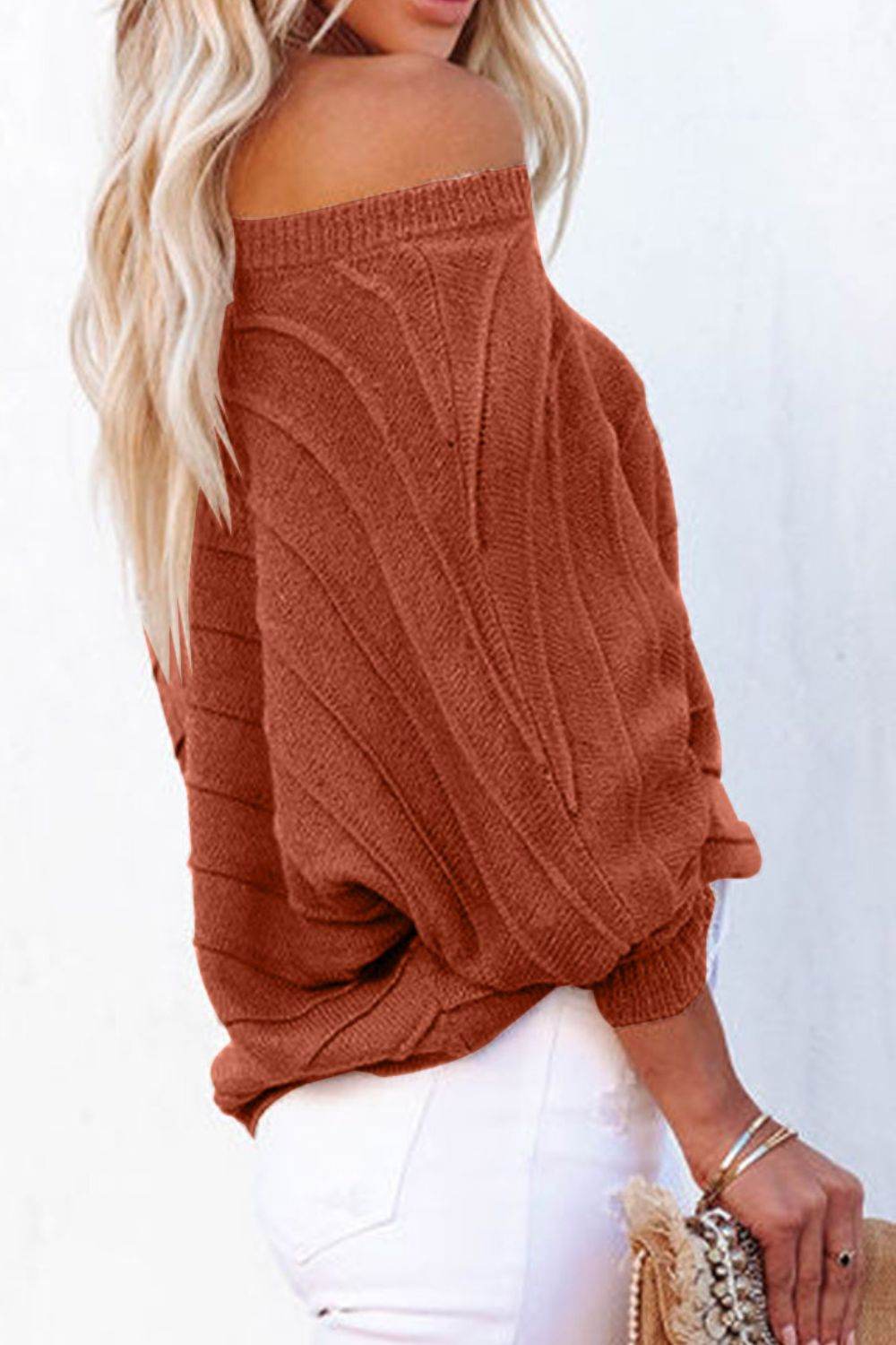 Round Neck Long Sleeve Knit Top - Amexza