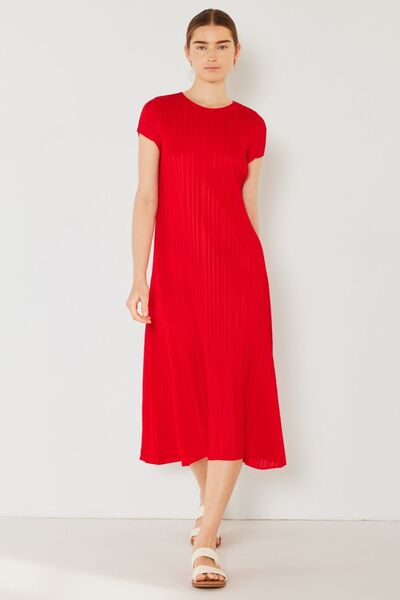 Marina West Swim Pleated Cap Sleeve A-Line Dress Red for a perfect OOTD – dress to impress outfits from Amexza