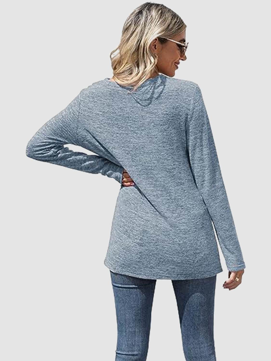 Lace Detail V-Neck Long Sleeve T-Shirt for a perfect OOTD – dress to impress outfits from Amexza