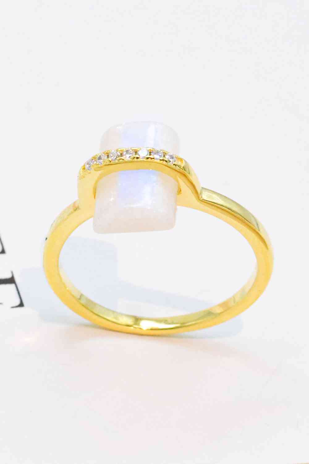 Natural Moonstone Platinum-Plated Ring for a perfect OOTD – dress to impress outfits from Amexza