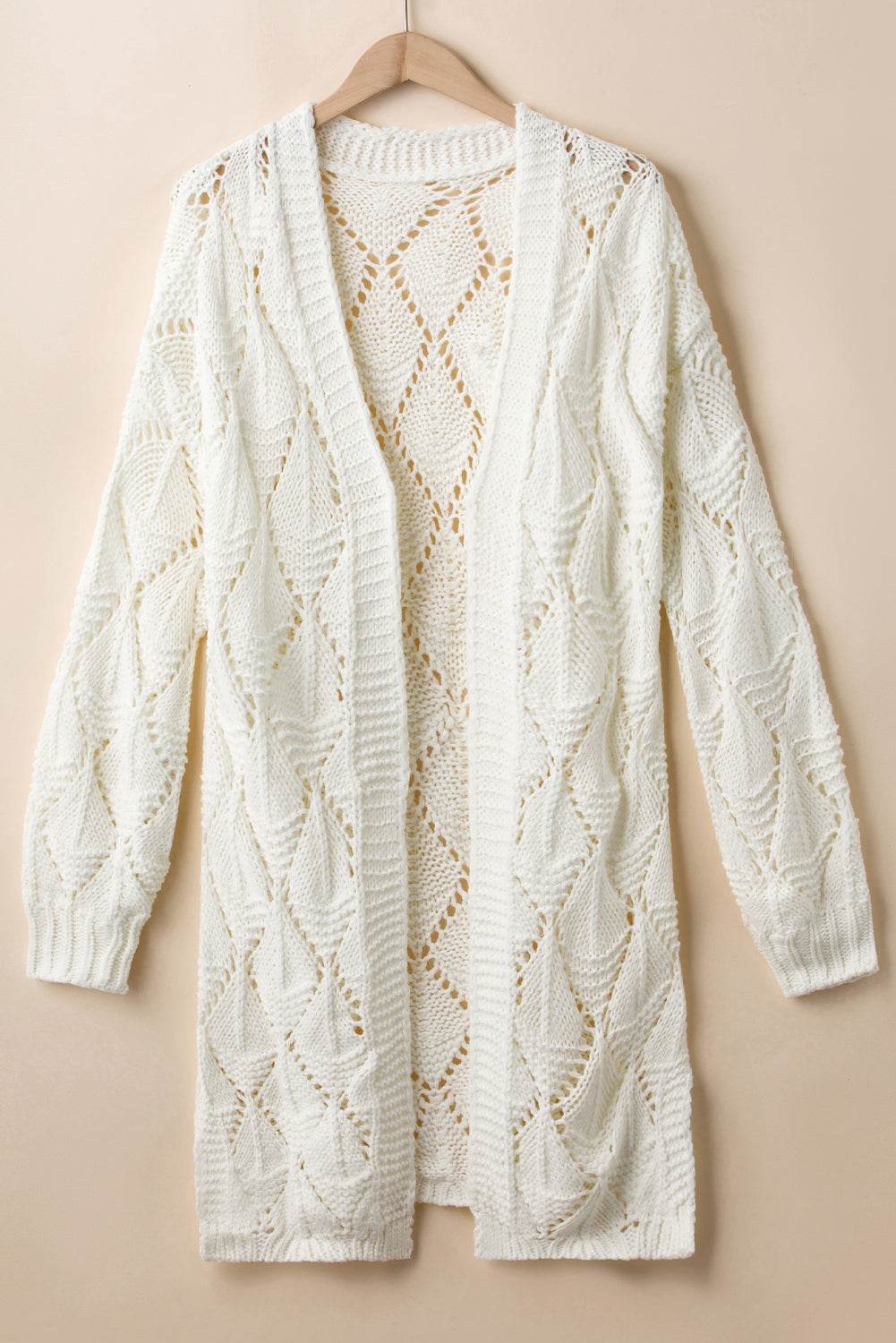 Openwork Open Front Long Sleeve Cardigan for a perfect OOTD – dress to impress outfits from Amexza