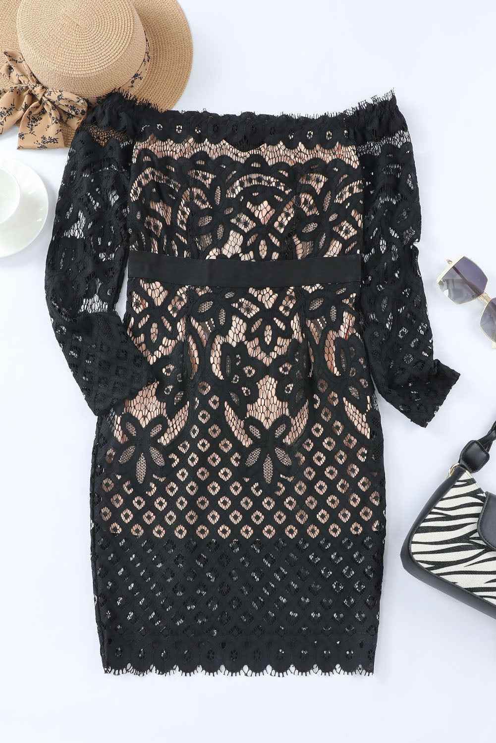 Off-Shoulder Long Sleeve Lace Dress for a perfect OOTD – dress to impress outfits from Amexza