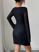 Glitter Cutout Long Sleeve Mini Dress