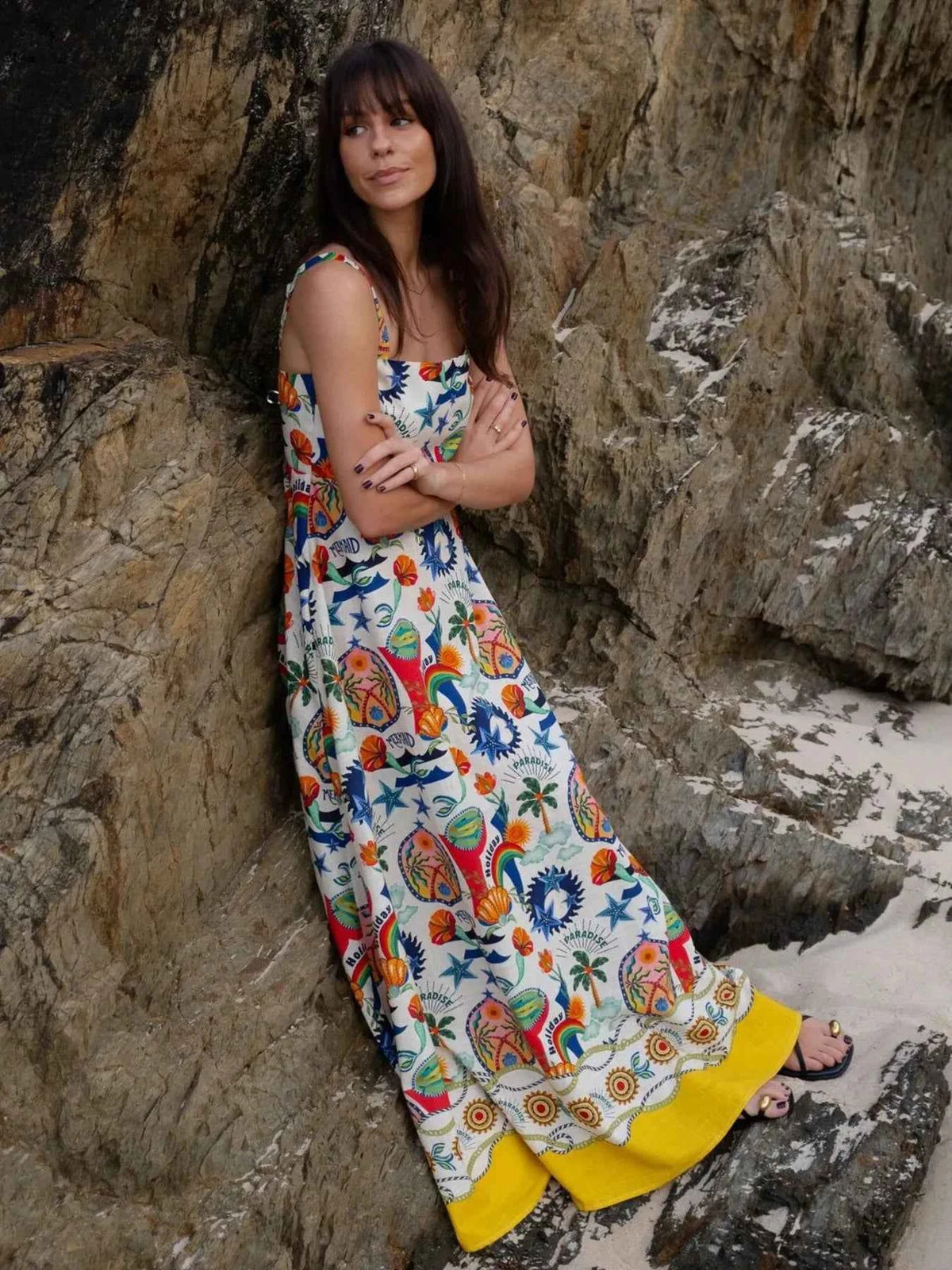 Printed Square Neck Maxi Dress