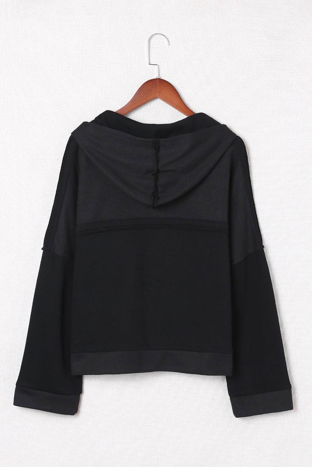 Exposed Seam Long Sleeve Hoodie - Amexza