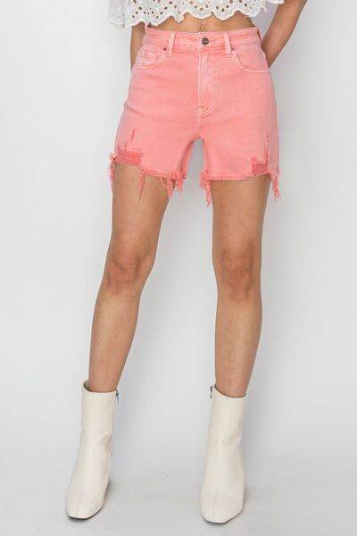 RISEN High Rise Distressed Denim Shorts for a perfect OOTD – dress to impress outfits from Amexza