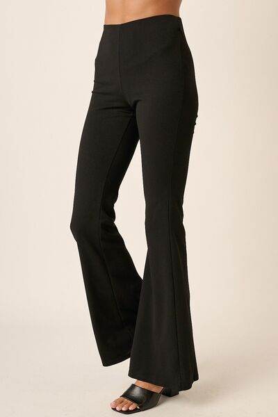 Mittoshop Crepe Knit Elastic Waist Flare Leg Pants - Amexza