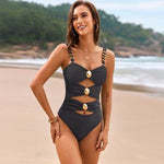 Cutout Ruched Sweetheart Neck One-Piece Swimwear Black for a perfect OOTD – dress to impress outfits from Amexza