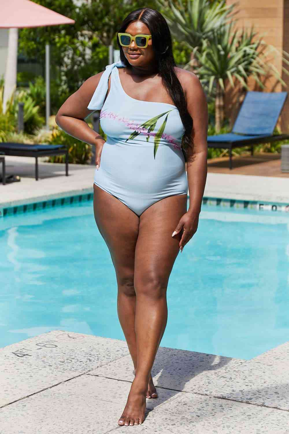 Marina West Swim Vacay Mode One Shoulder Swimsuit in Pastel Blue for a perfect OOTD – dress to impress outfits from Amexza