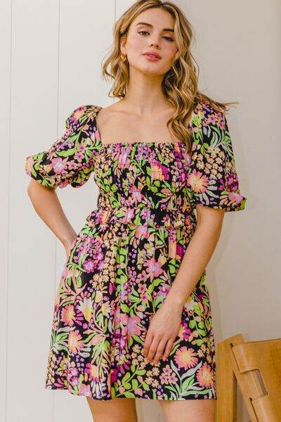 ODDI Full Size Floral Tie-Back Mini Dress for a perfect OOTD – dress to impress outfits from Amexza